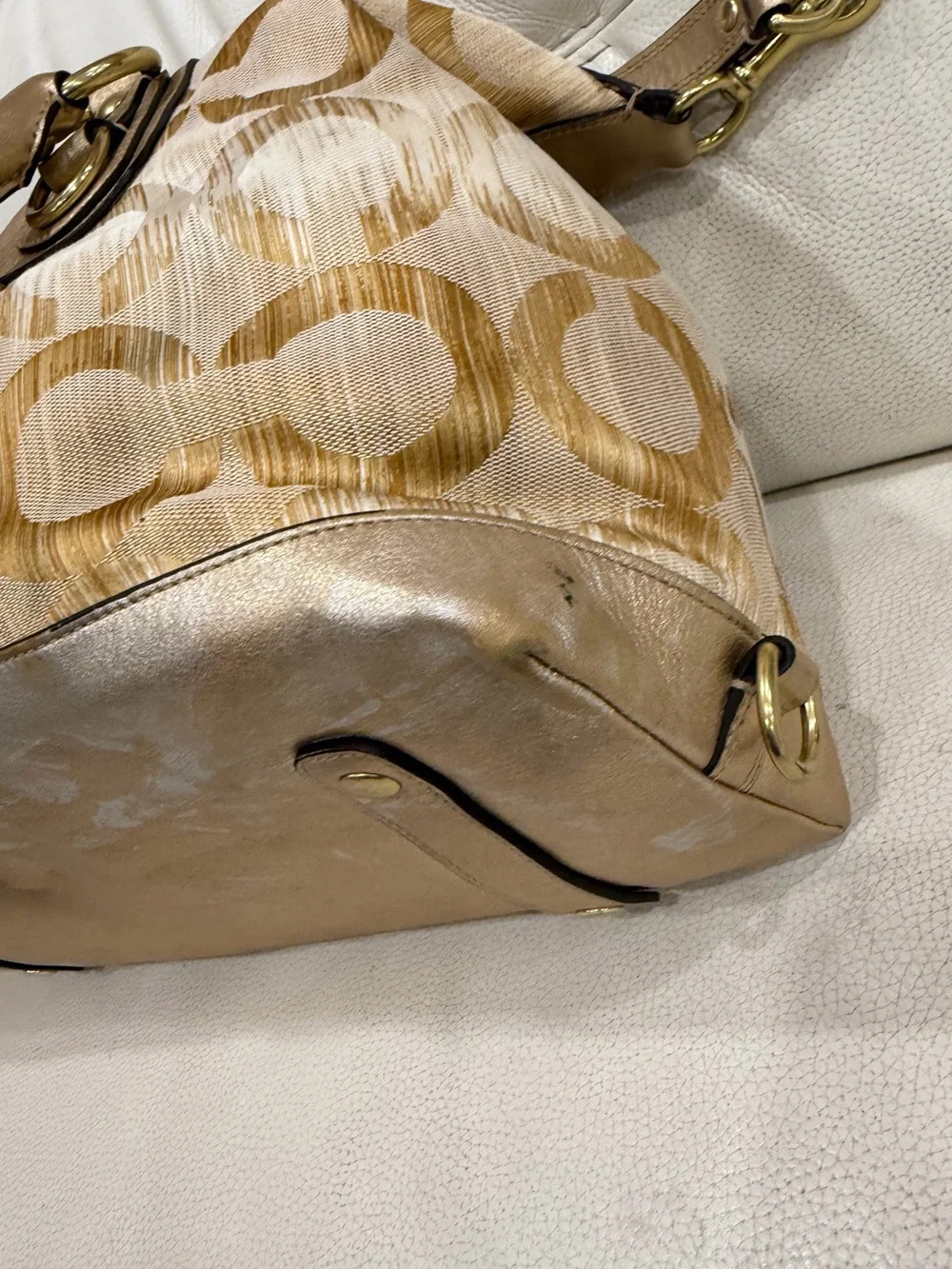 Coach Vintage Y2K Ashley Madison Metallic Gold Tan Satchel Purse Bag